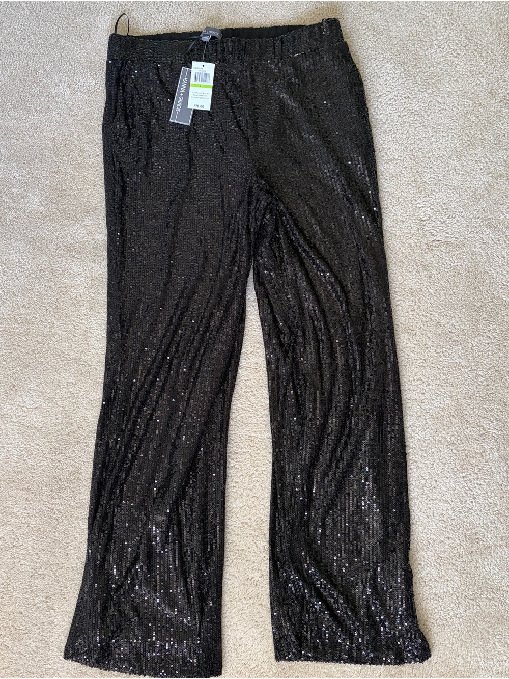 Black Sequin Wide-Leg Pants